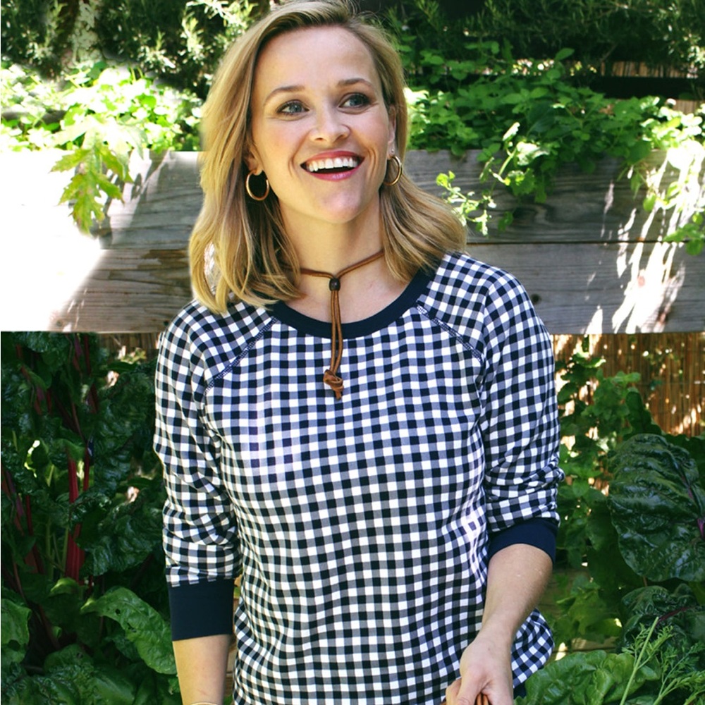 Draper James Black and White Checkered Sweater